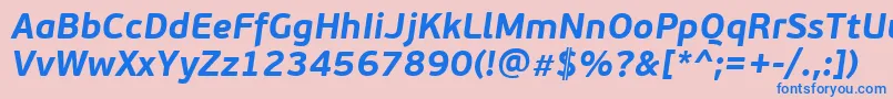 フォントPfbeausansproBolditalic – ピンクの背景に青い文字