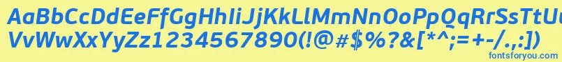 PfbeausansproBolditalic Font – Blue Fonts on Yellow Background