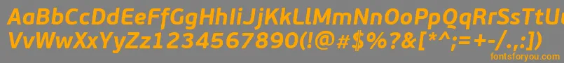 フォントPfbeausansproBolditalic – オレンジの文字は灰色の背景にあります。