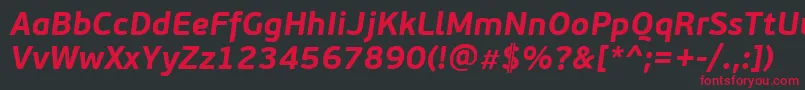 フォントPfbeausansproBolditalic – 黒い背景に赤い文字