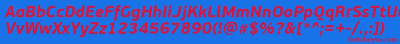 PfbeausansproBolditalic Font – Red Fonts on Blue Background