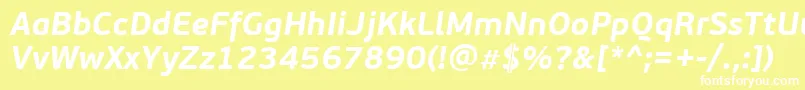 Fonte PfbeausansproBolditalic – fontes brancas em um fundo amarelo