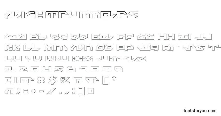 Шрифт Nightrunners – алфавит, цифры, специальные символы