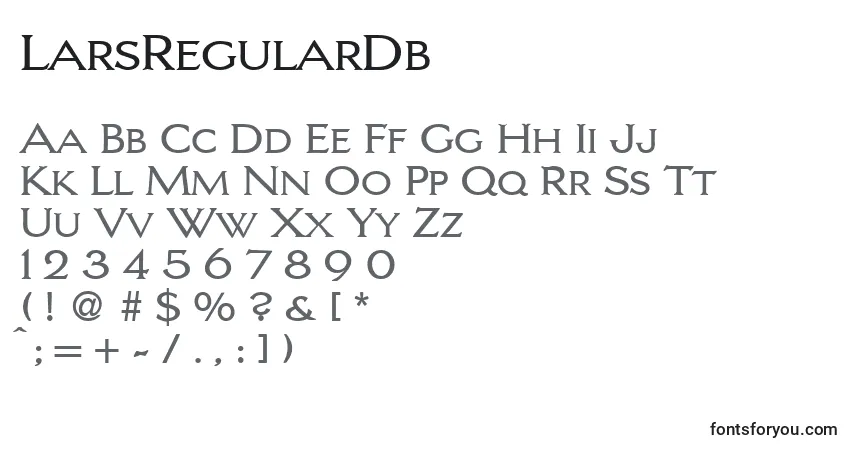 A fonte LarsRegularDb – alfabeto, números, caracteres especiais