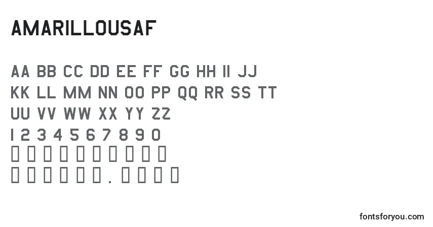 A fonte Amarillousaf – alfabeto, números, caracteres especiais