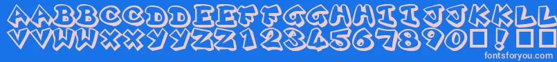 Plok Font – Pink Fonts on Blue Background