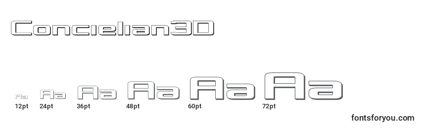 Concielian3D Font Sizes