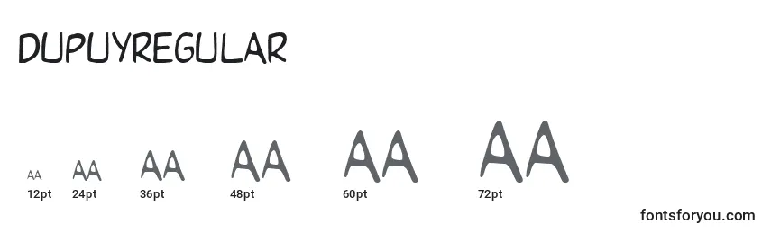 Размеры шрифта DupuyRegular