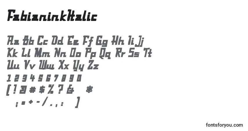 FabianinkItalicフォント–アルファベット、数字、特殊文字