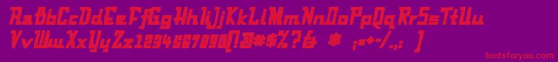 フォントFabianinkItalic – 紫の背景に赤い文字