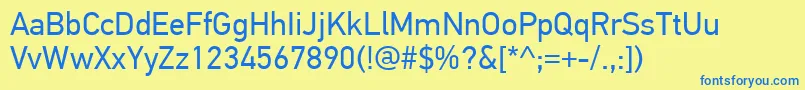 PfdintextproRegular Font – Blue Fonts on Yellow Background