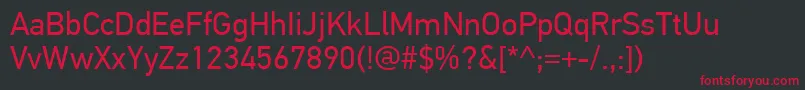 フォントPfdintextproRegular – 黒い背景に赤い文字
