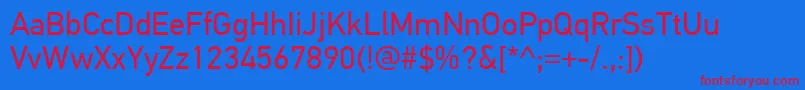 PfdintextproRegular Font – Red Fonts on Blue Background