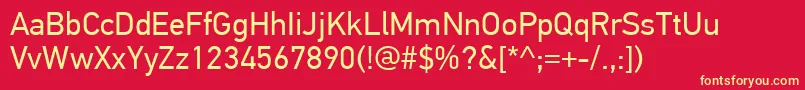 PfdintextproRegular Font – Yellow Fonts on Red Background