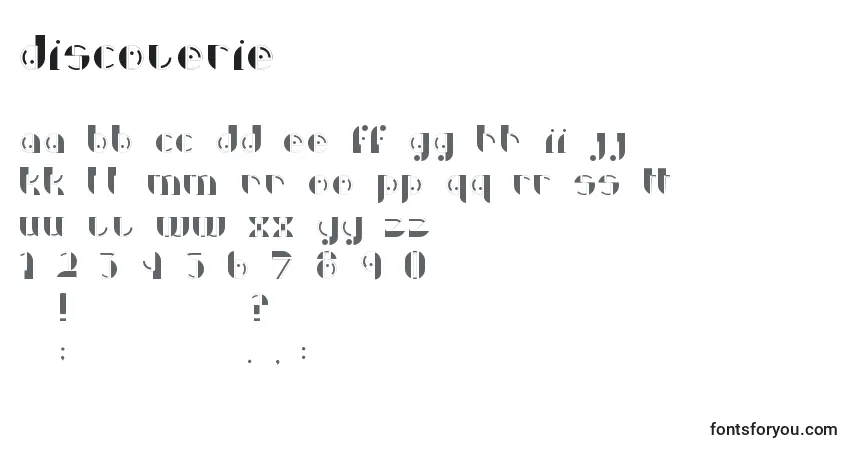 A fonte Discoverie – alfabeto, números, caracteres especiais