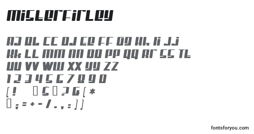 Schriftart MisterFirley – Alphabet, Zahlen, spezielle Symbole
