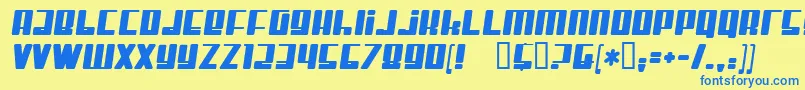 フォントMisterFirley – 青い文字が黄色の背景にあります。