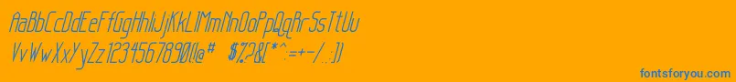 SanityItalic-Schriftart – Blaue Schriften auf orangefarbenem Hintergrund