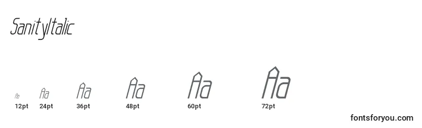 SanityItalic Font Sizes