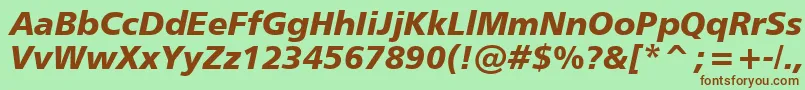 Humanist777BlackItalicBt Font – Brown Fonts on Green Background