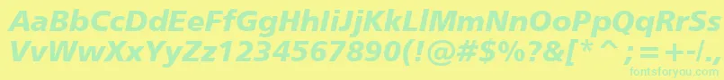 フォントHumanist777BlackItalicBt – 黄色い背景に緑の文字