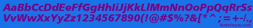 Humanist777BlackItalicBt Font – Purple Fonts on Blue Background