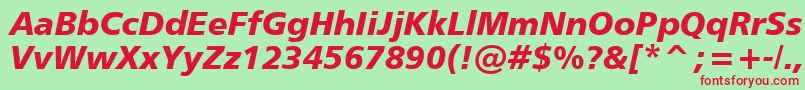 Humanist777BlackItalicBt Font – Red Fonts on Green Background