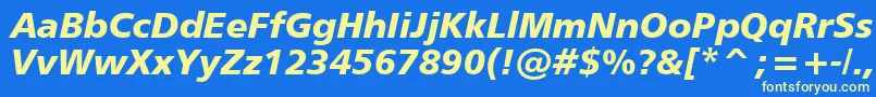 Humanist777BlackItalicBt Font – Yellow Fonts on Blue Background