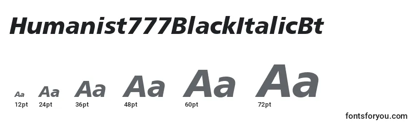 Humanist777BlackItalicBt Font Sizes