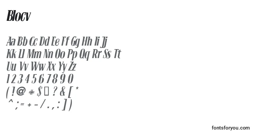 A fonte Blocv – alfabeto, números, caracteres especiais