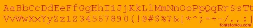 Czcionka Monospace – czerwone czcionki na pomarańczowym tle