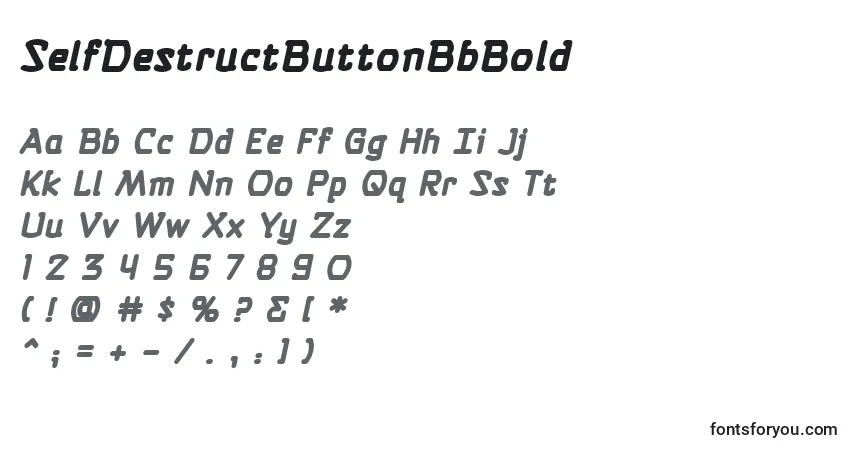 Czcionka SelfDestructButtonBbBold – alfabet, cyfry, specjalne znaki
