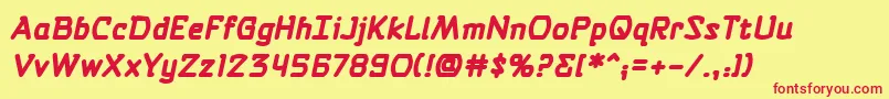 SelfDestructButtonBbBold Font – Red Fonts on Yellow Background