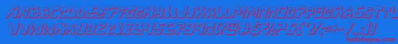 Xped3Dital-Schriftart – Rote Schriften auf blauem Hintergrund