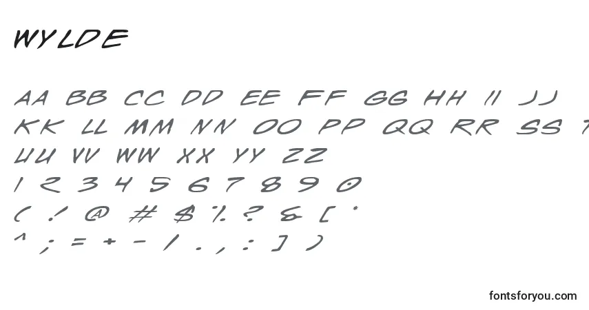 Fuente Wylde - alfabeto, números, caracteres especiales
