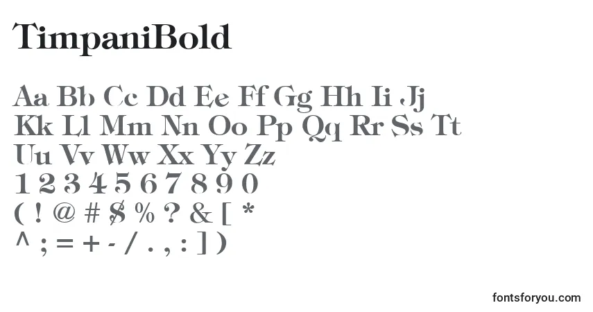 Fuente TimpaniBold - alfabeto, números, caracteres especiales