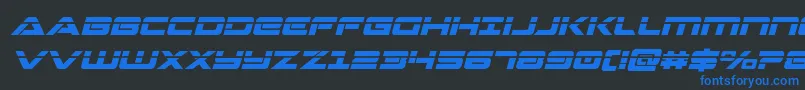 フォントStrikelordlaserital – 黒い背景に青い文字