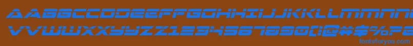 Strikelordlaserital-Schriftart – Blaue Schriften auf braunem Hintergrund