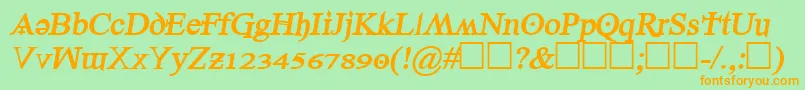 Denial2regularbolditalics Font – Orange Fonts on Green Background