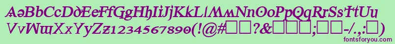 Denial2regularbolditalics Font – Purple Fonts on Green Background