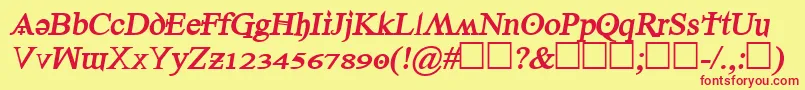 Denial2regularbolditalics Font – Red Fonts on Yellow Background