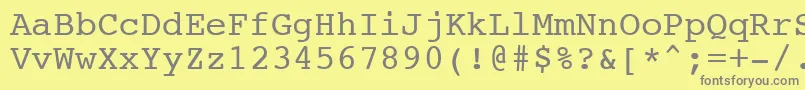 フォントNtcouriervkCyrillicNormal – 黄色の背景に灰色の文字