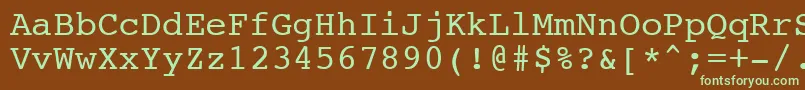 フォントNtcouriervkCyrillicNormal – 緑色の文字が茶色の背景にあります。