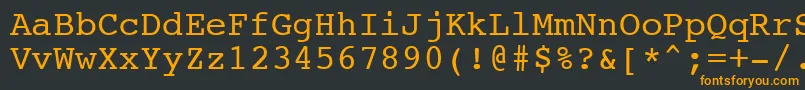 フォントNtcouriervkCyrillicNormal – 黒い背景にオレンジの文字