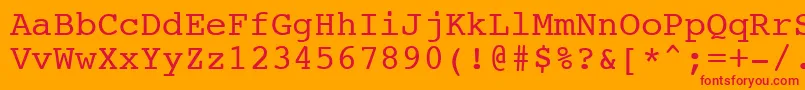 フォントNtcouriervkCyrillicNormal – オレンジの背景に赤い文字