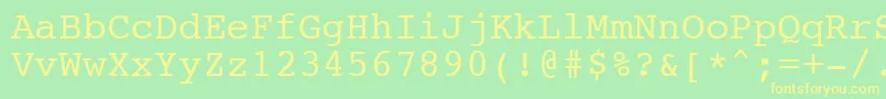 フォントNtcouriervkCyrillicNormal – 黄色の文字が緑の背景にあります