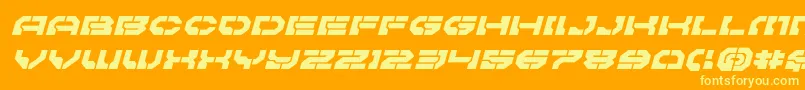 Pulsarclassexpandital-Schriftart – Gelbe Schriften auf orangefarbenem Hintergrund