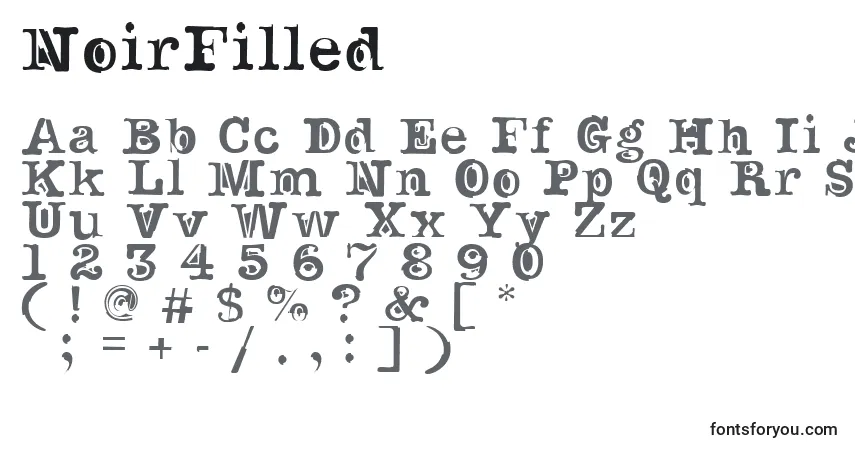 A fonte NoirFilled – alfabeto, números, caracteres especiais
