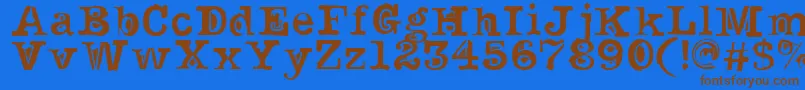 フォントNoirFilled – 茶色の文字が青い背景にあります。