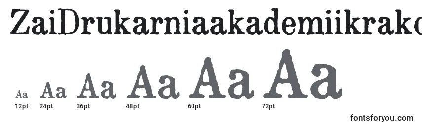 Größen der Schriftart ZaiDrukarniaakademiikrakowskiej1674